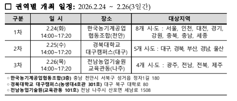 농업 기계화 시책 설명회 일정
